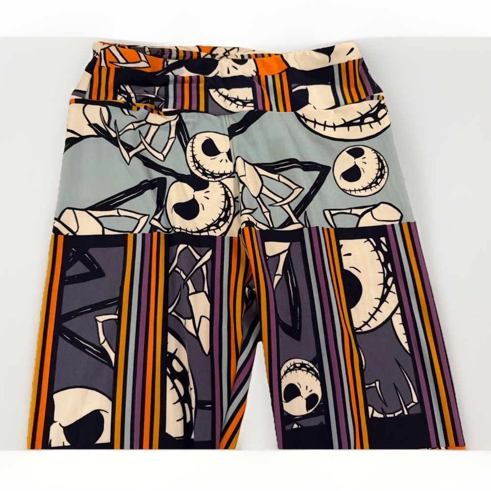 LULAROE Jack Skellington DISNEY Skeleton Halloween RARE Leggings SZ OS One Size - Picture 3 of 5